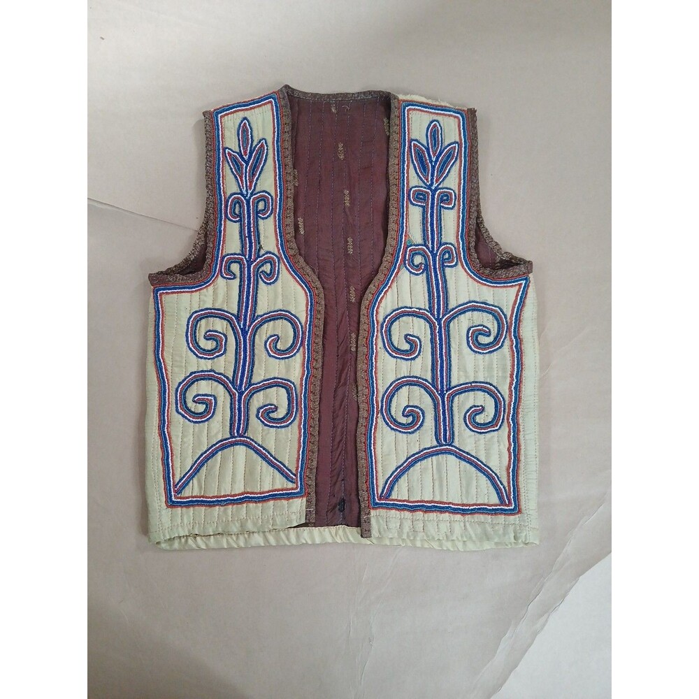 Vintage Traditional Ottoman Turkish Hand Embroidered & Beaded Vest 18" X 21"